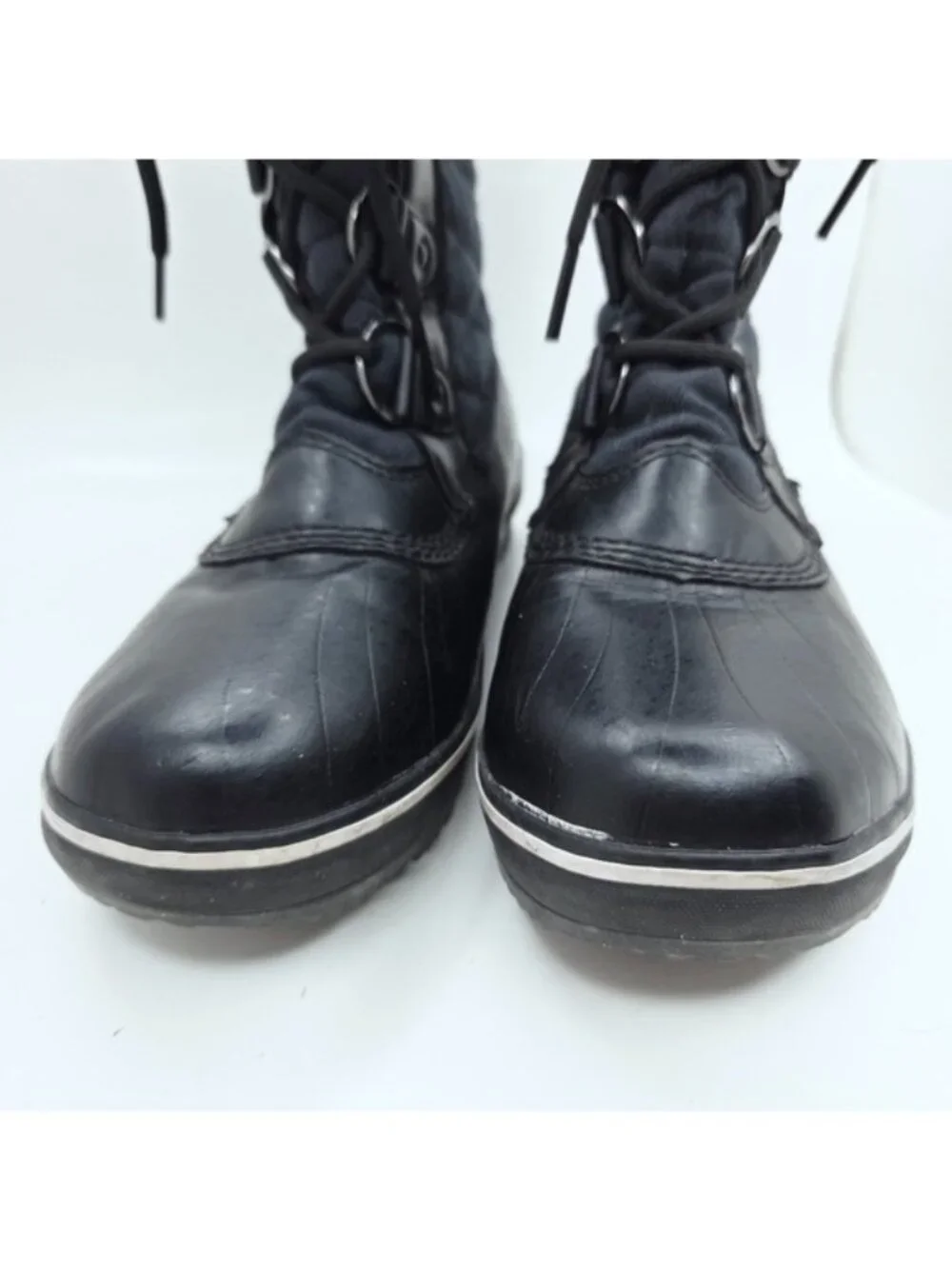 JBU Lorna Black Faux Fur Lined Quilted Lace Up Winter Snow Boots Women's Size 6